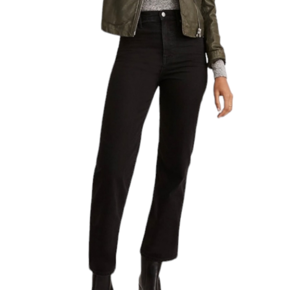 Madewell Black High-Rise Straight Jeans